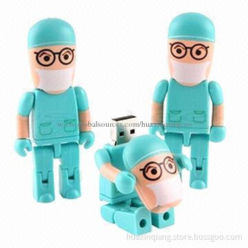 Doctor Shape USB Drives, 128M to 32GB Capacity, Logo Design, ABS Material, 5-year Warranty, USB 2.0